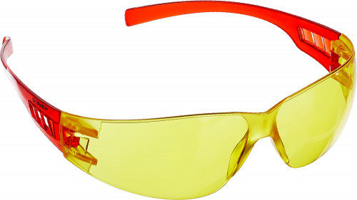 Желтые очки защитные открытого типа ЗУБР Мастер, пластиковые дужки / 110326
